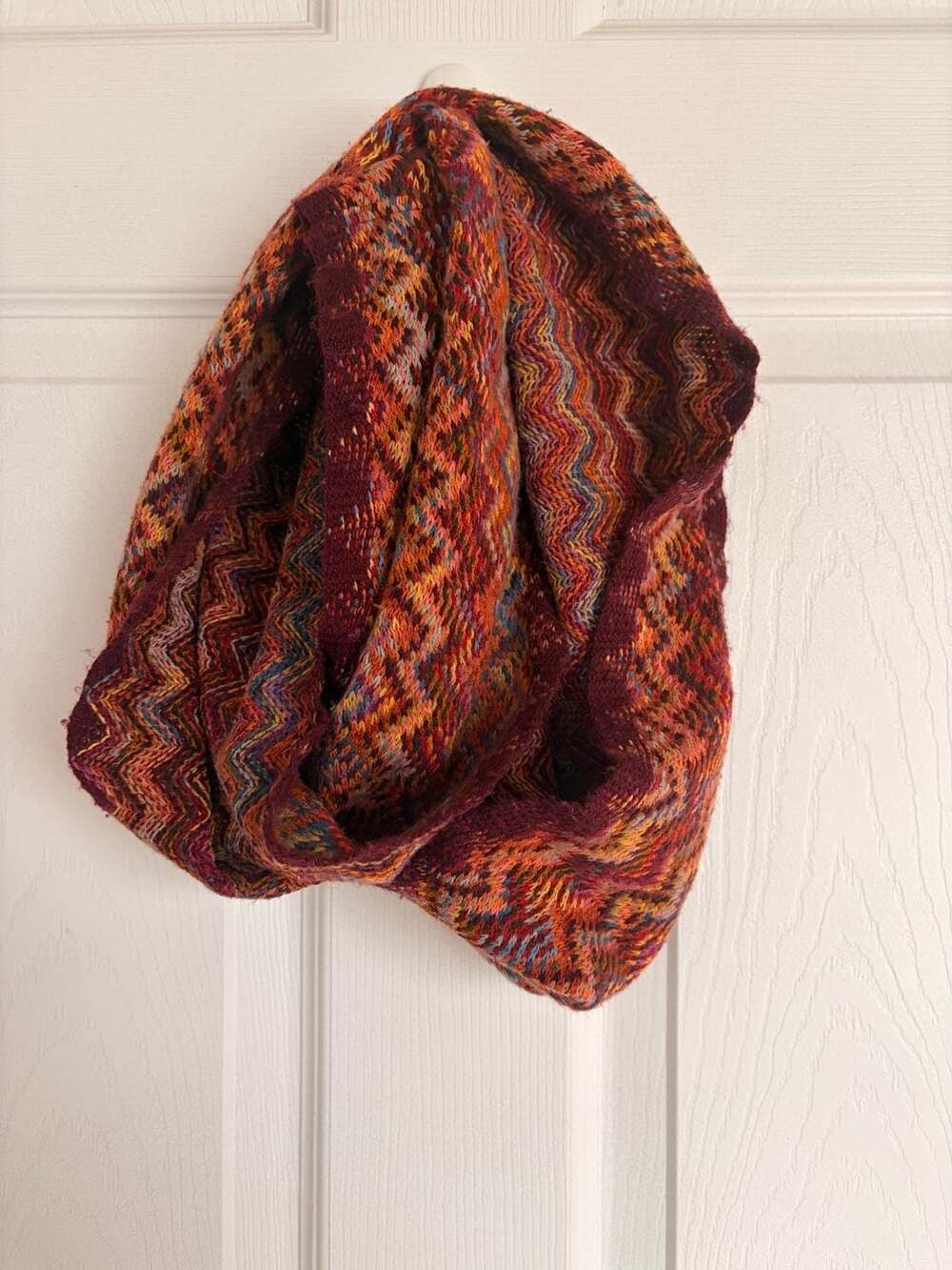 Multicolor Zig Zag Chevron Knit Infinity Scarf Made In Italy